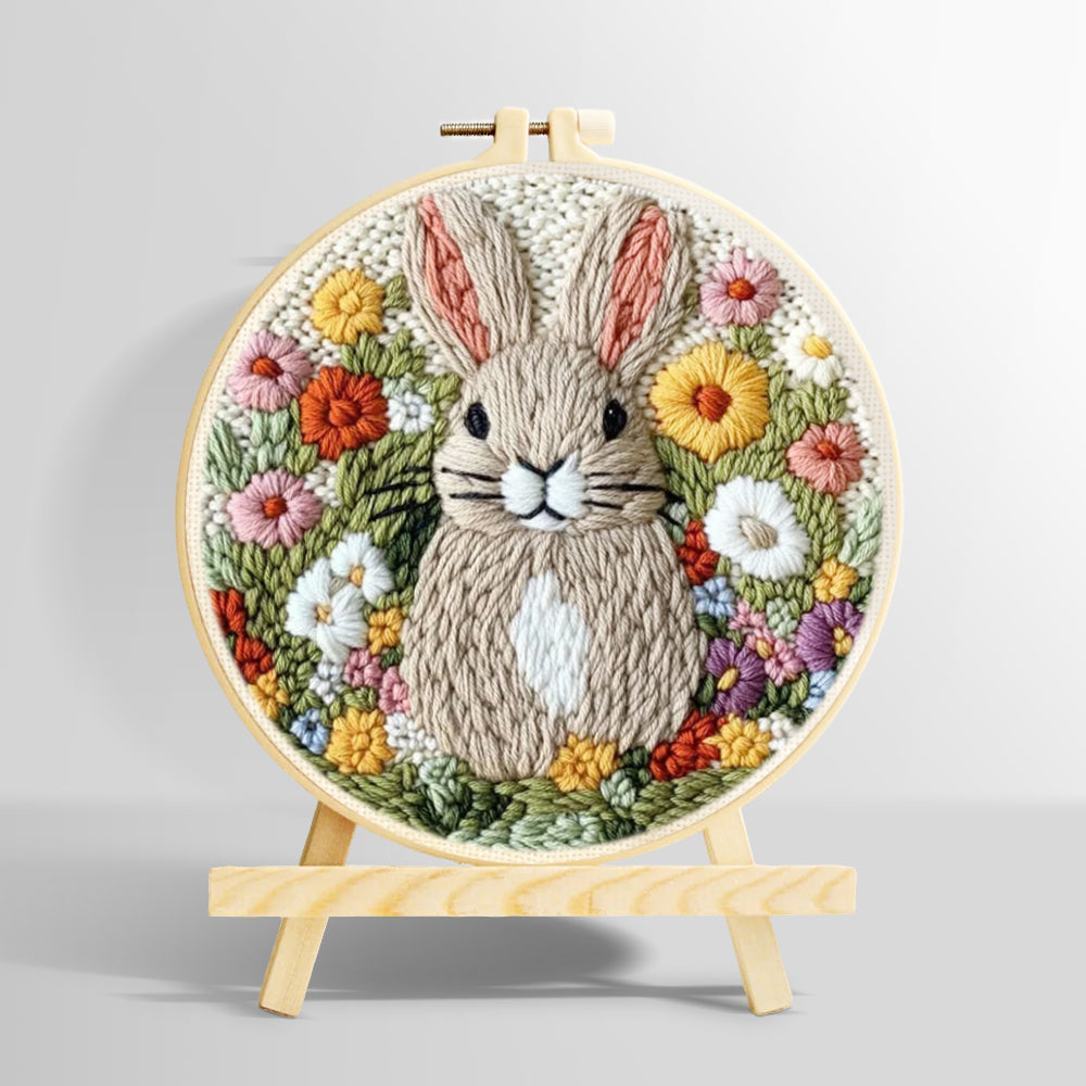 Blooming bunny garden punch needle kit for beginners
