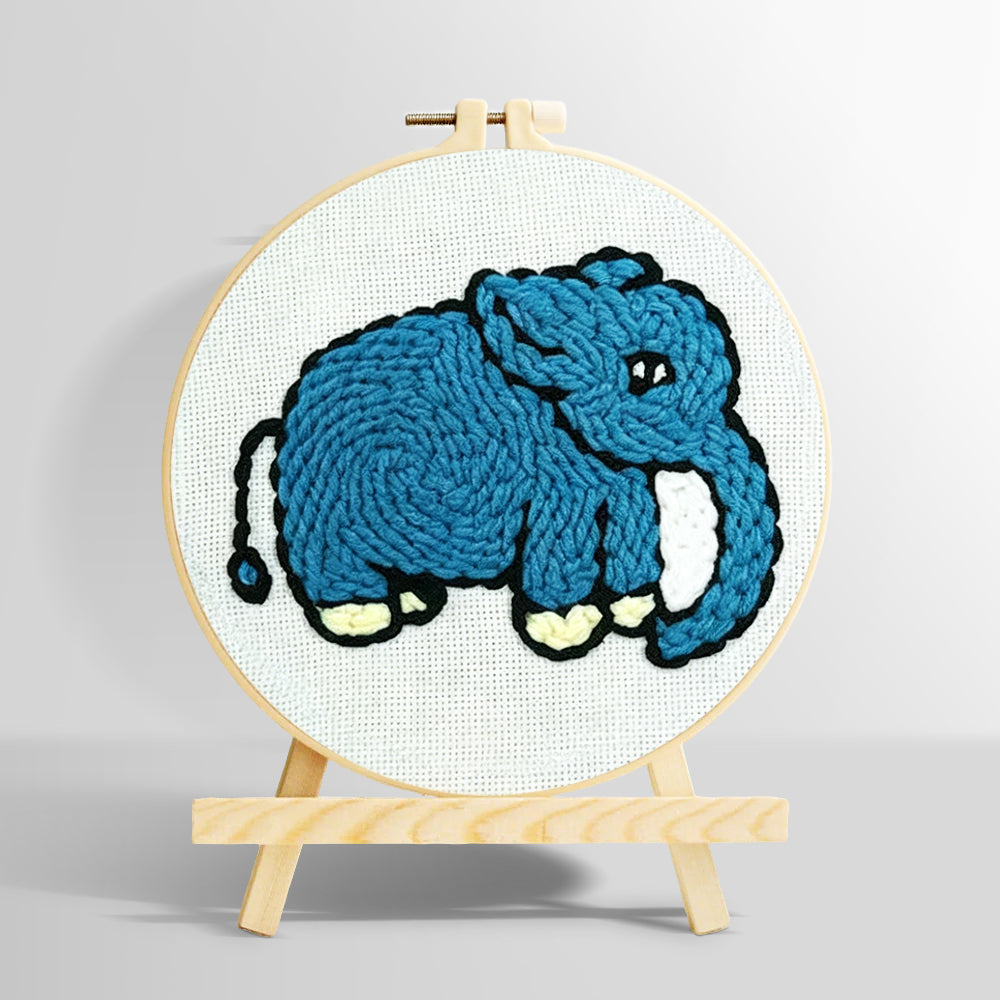 Blue elephant punch needle kit for beginners
