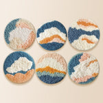 Boho sky and cloud punch needle coaster kit finished handmade coasters