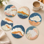 Boho sky and cloud punch needle coasters used for home decoration