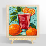 Bold red drink with oranges punch needle kit for beginners