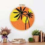 Finished bold sunset palm silhouette artwork displayed on a wall