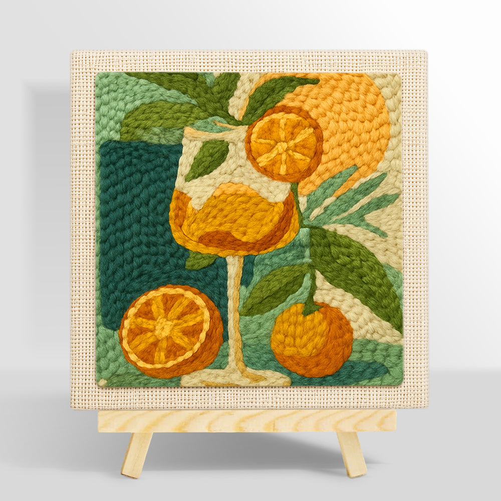 Botanical citrus drink punch needle kit for beginners