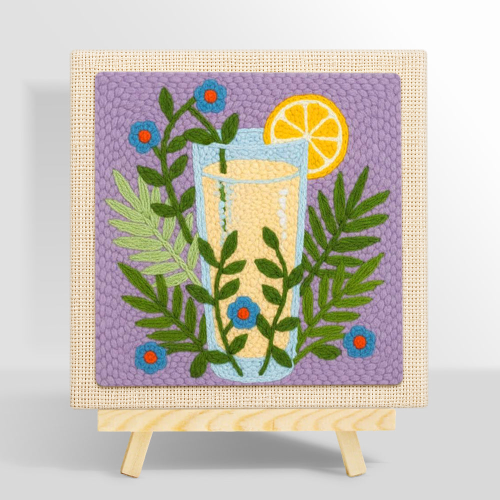 Botanical yellow drink punch needle kit for beginners
