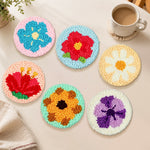 Bright flowers punch needle coasters used for home decoration