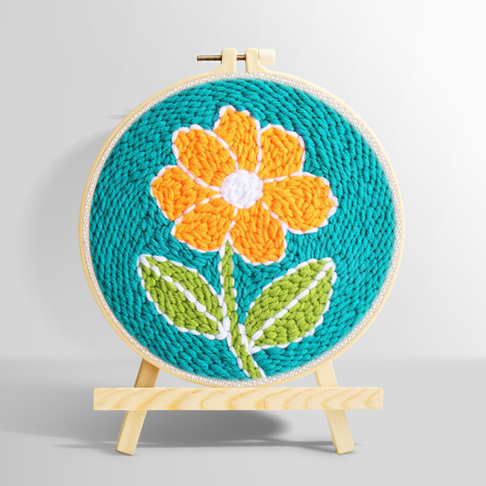 Bright orange flower punch needle kit for beginners