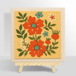 Bright orange flowers punch needle kit for beginners