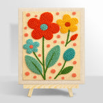 Bright tricolour flowers punch needle kit for beginners