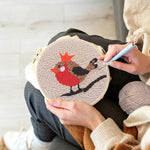 Creating handmade british robin punch needle artwork