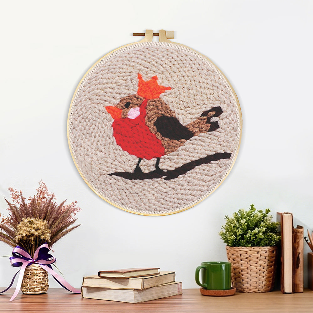 Finished british robin artwork displayed on a wall