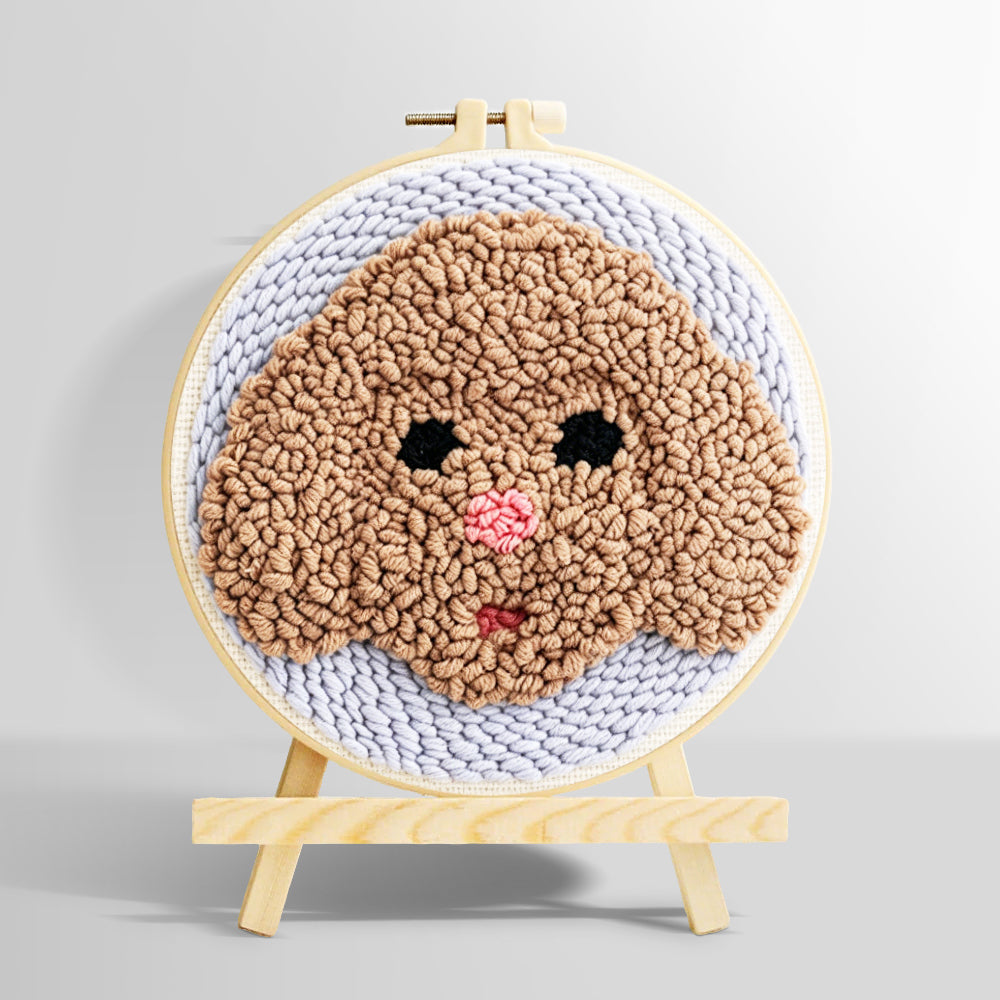 Brown puppy punch needle kit for beginners