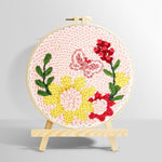 Butterfly and blooming flowers punch needle kit for beginners