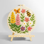Butterfly, bee and wildflowers punch needle kit for beginners