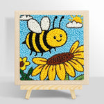 Buzzing bee with giant sunflower punch needle kit for beginners