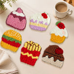 Cakes and fast food punch needle coasters used for home decoration