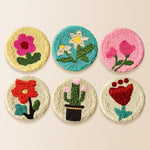 Charming cacti and flowers punch needle coaster kit finished handmade coasters