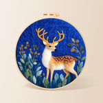Charming spotted fawn needle felting kit for beginners with a round wooden frame
