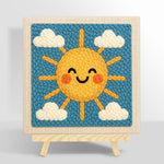 Cheerful smiley sun punch needle kit for beginners