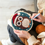 Creating handmade christmas owl punch needle artwork