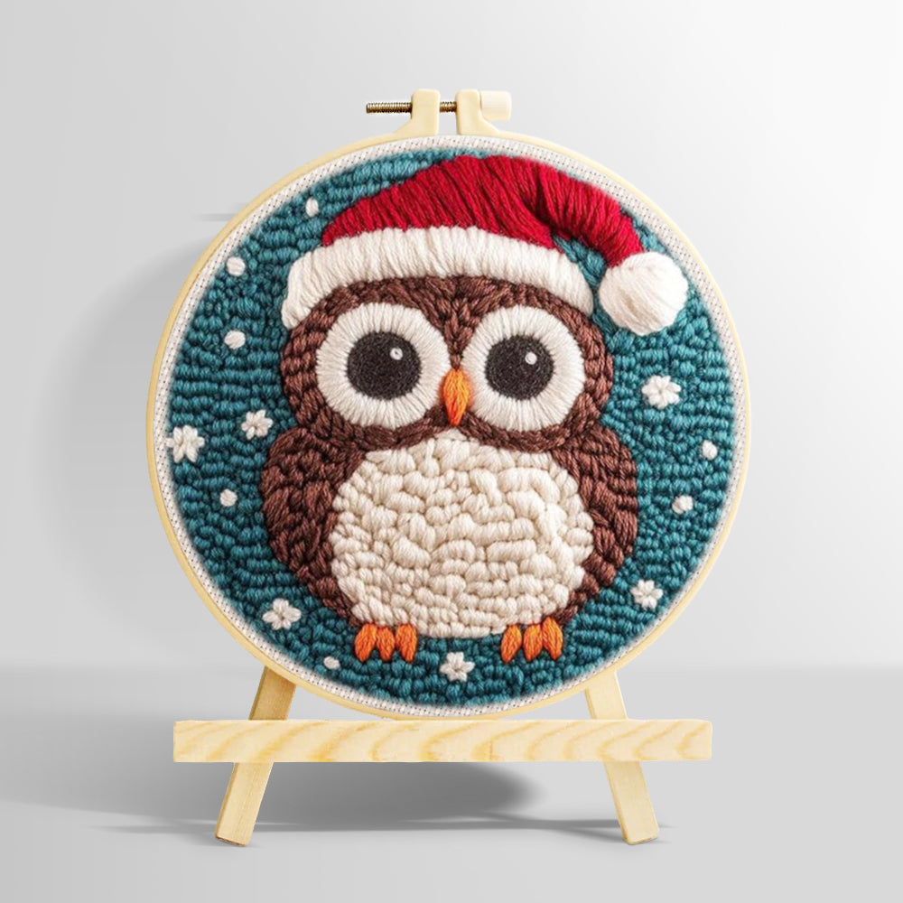 Christmas owl punch needle kit for beginners