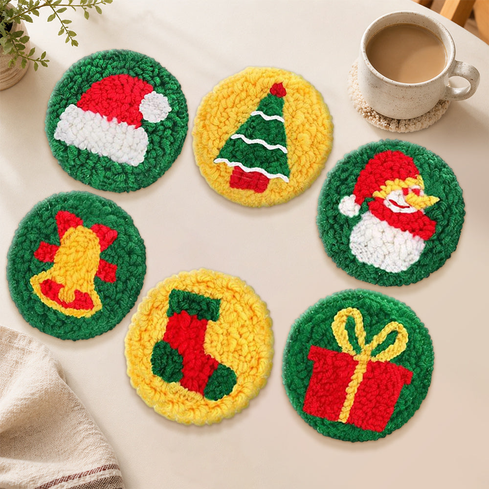 Christmas patterns punch needle coasters used for home decoration