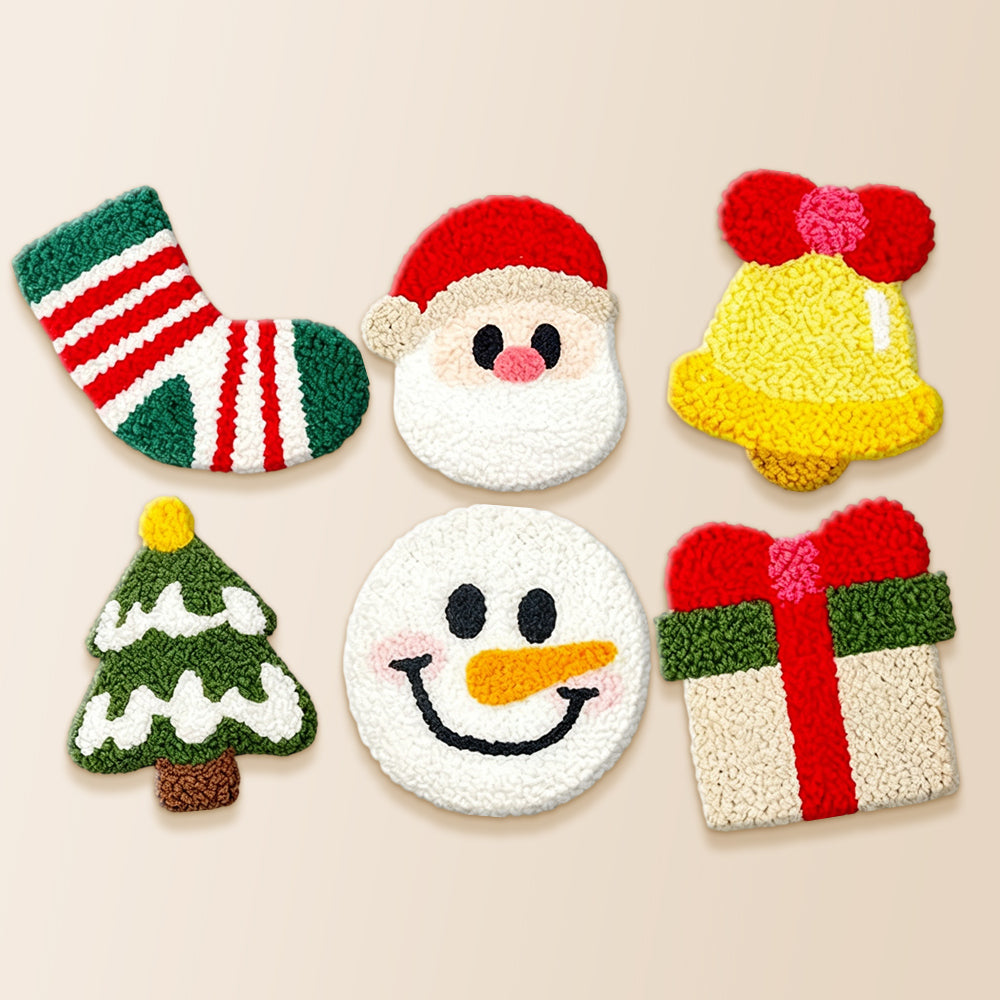 Classic christmas decorations punch needle coaster kit finished handmade coasters