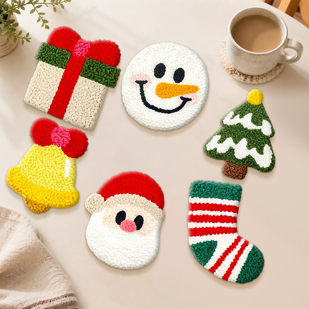 Classic christmas decorations punch needle coasters used for home decoration