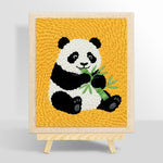 Classic panda eating bamboo punch needle kit for beginners