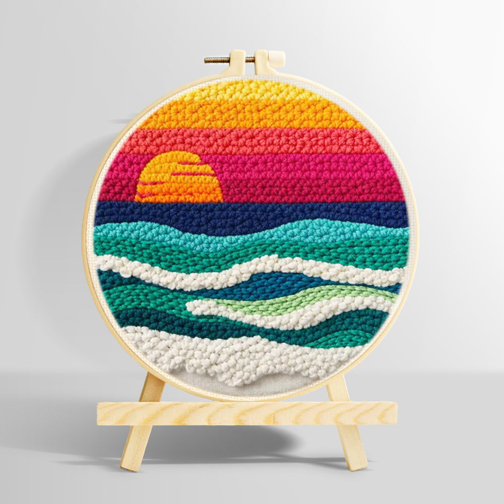 Coastal sunset ocean punch needle kit for beginners