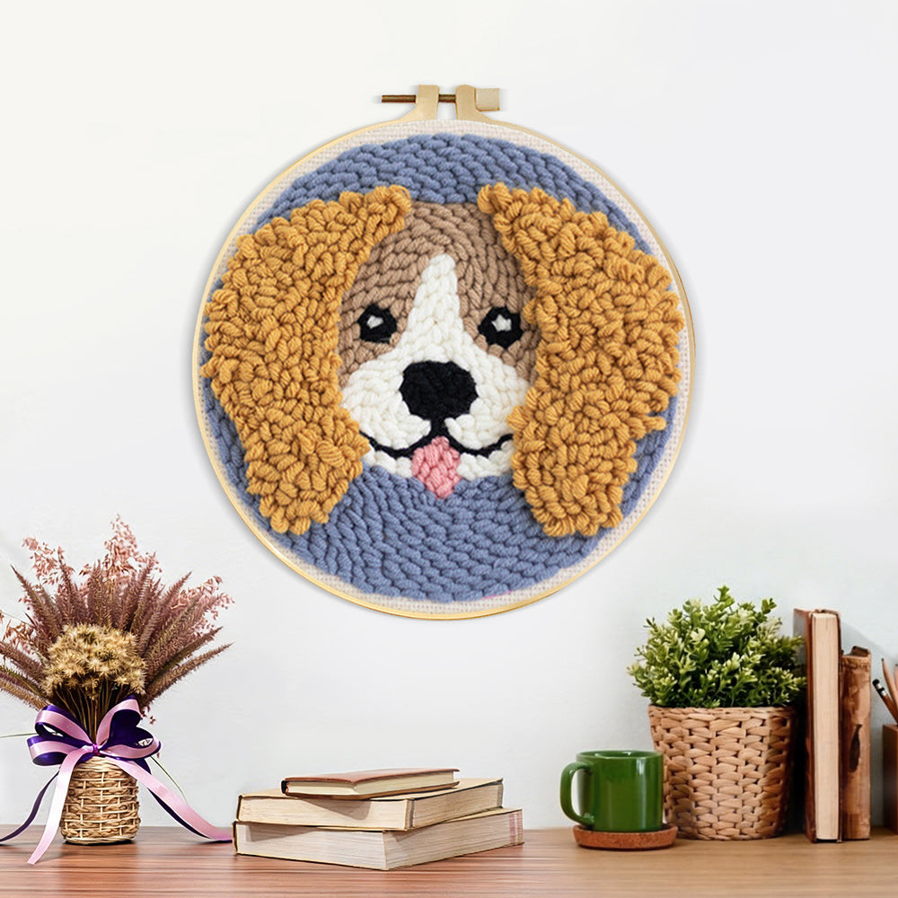 Finished cocker spaniel artwork displayed on a wall
