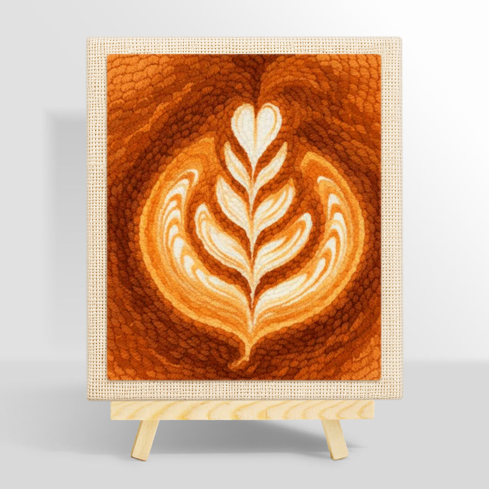 Coffee with leaf pattern latte art punch needle kit for beginners