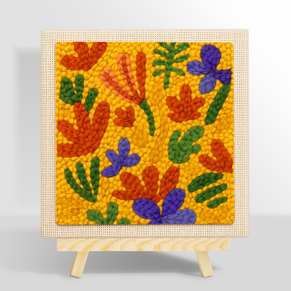 Colourful abstract petals punch needle kit for beginners