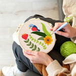 Creating handmade colourful bird and flowers punch needle artwork