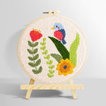 Colourful bird and flowers punch needle kit for beginners