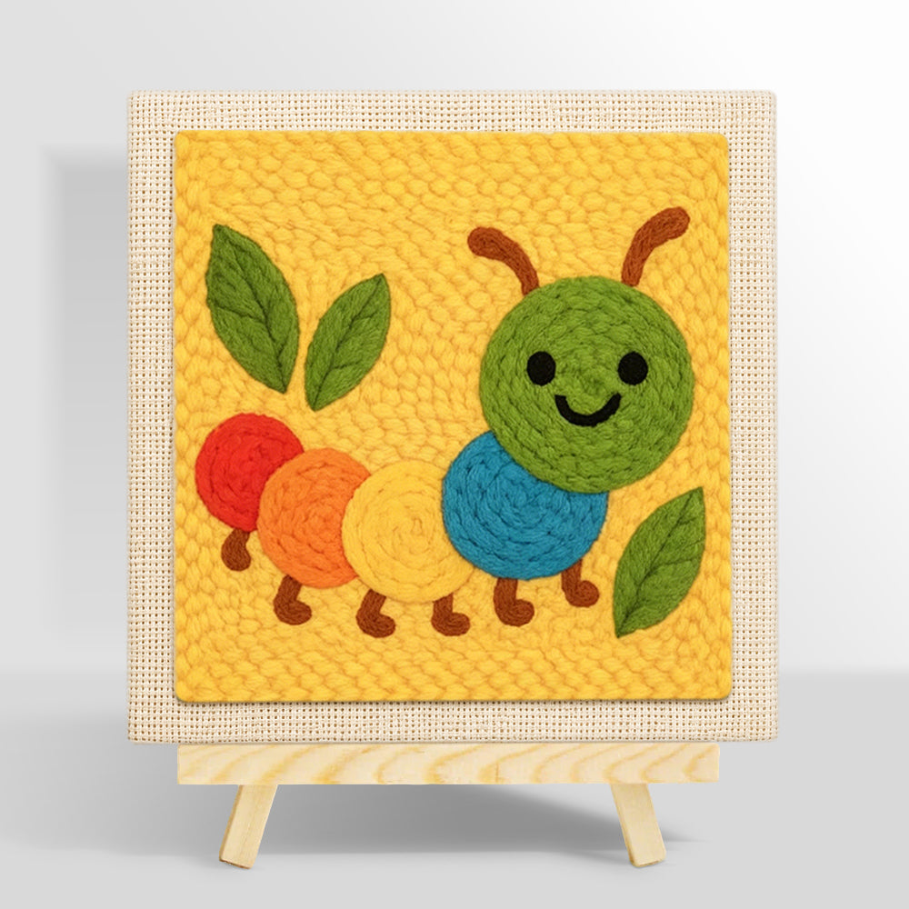 Colourful caterpillar punch needle kit for beginners