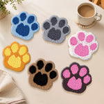Colourful dog paw prints punch needle coasters used for home decoration