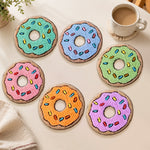 Colourful doughnuts punch needle coasters used for home decoration