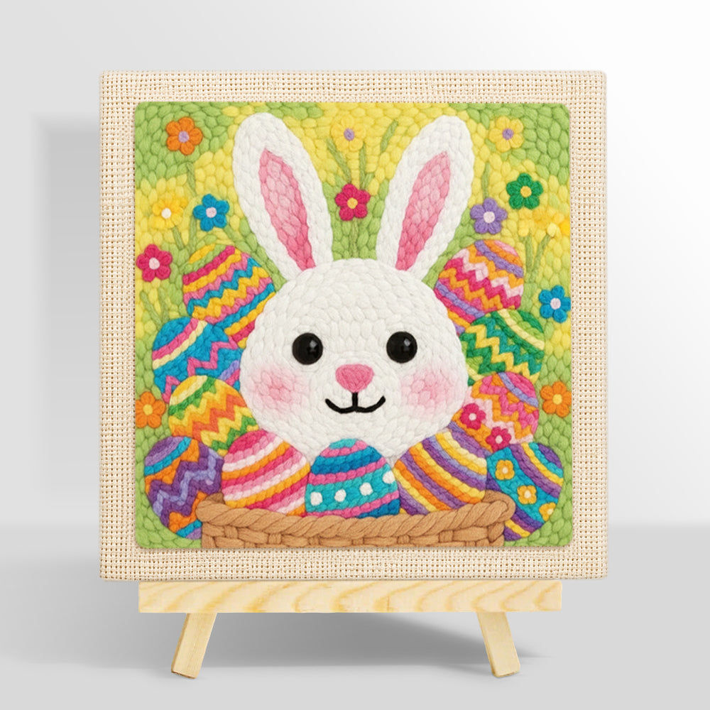 Colourful easter egg bunny punch needle kit for beginners
