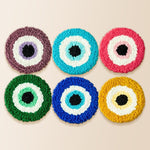 Colourful evil eye punch needle coaster kit finished handmade coasters