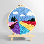 Colourful floral field punch needle kit for beginners