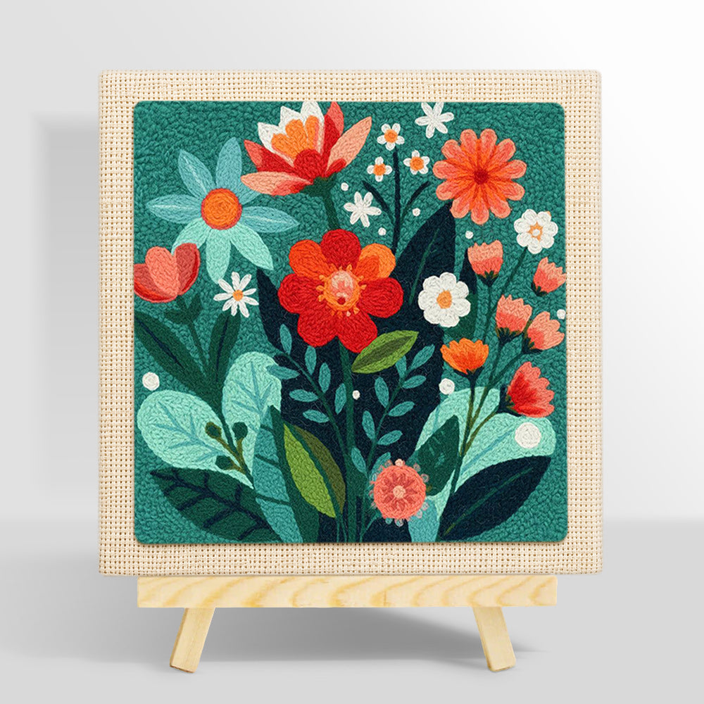 Colourful floral medley punch needle kit for beginners