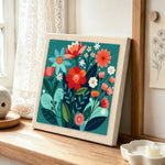 Colourful floral medley punch needle artwork displayed on a table