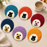 Colourful hedgehogs punch needle coasters used for home decoration