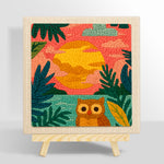 Colourful jungle sunset with owl punch needle kit for beginners