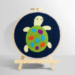 Colourful little turtle punch needle kit for beginners