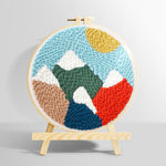 Colourful mountain landscape punch needle kit for beginners