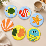 Colourful ocean theme punch needle coasters used for home decoration