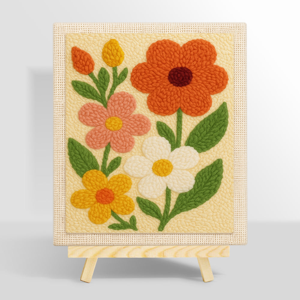 Colourful petal flowers punch needle kit for beginners