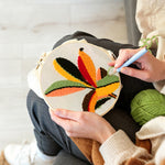 Creating handmade colourful radial leaves punch needle artwork