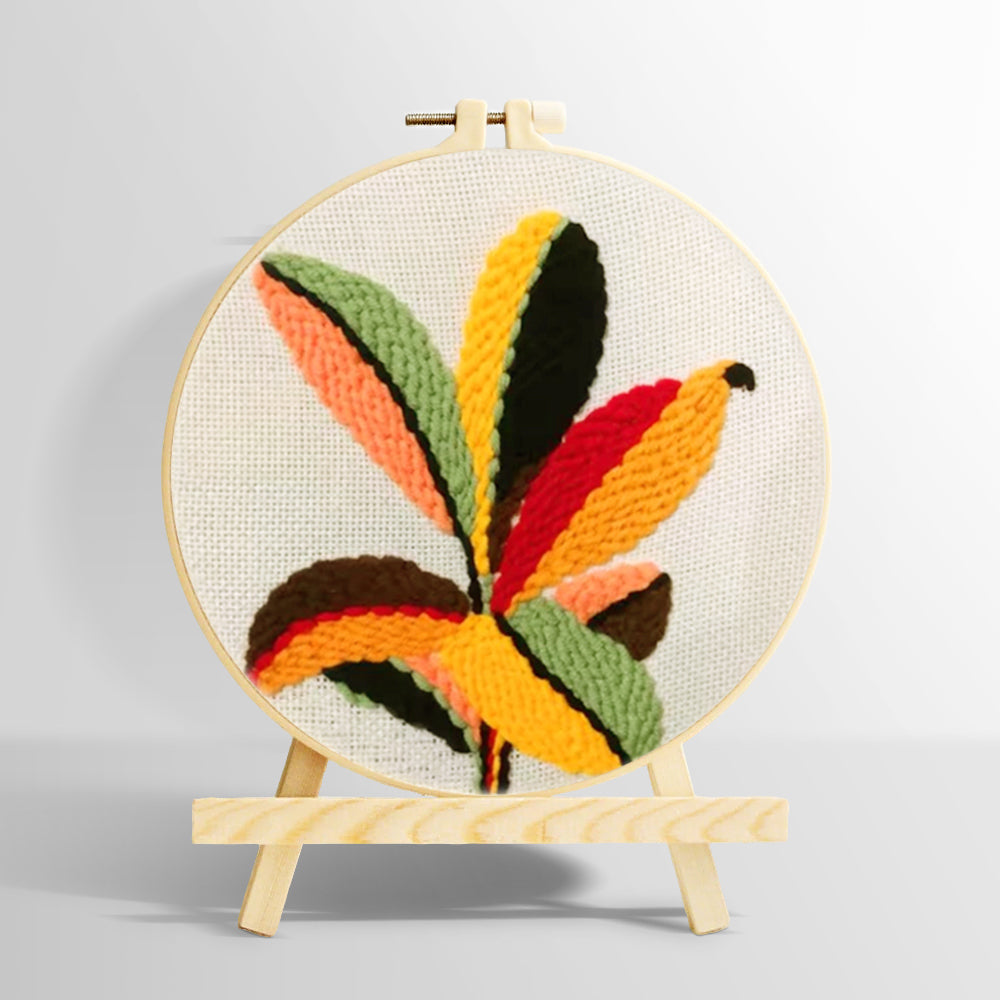 Colourful radial leaves punch needle kit for beginners